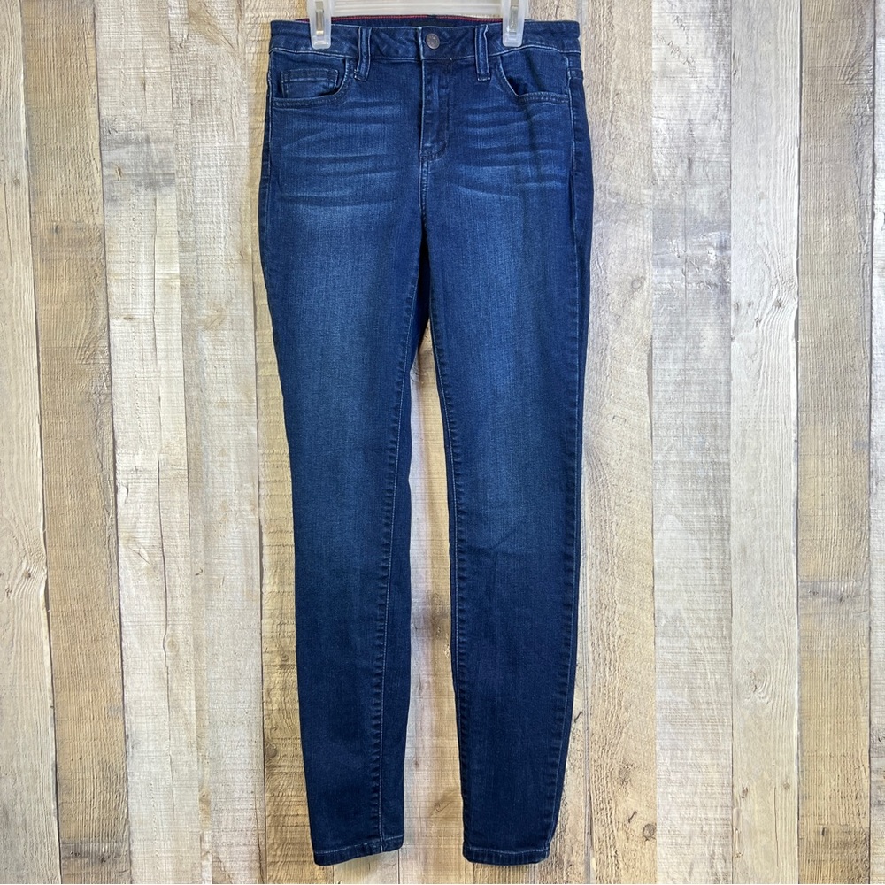 Cello Size 7 Straight Skinny Leg Dark Blue Denim Wash Jeans with 5 Pocke…